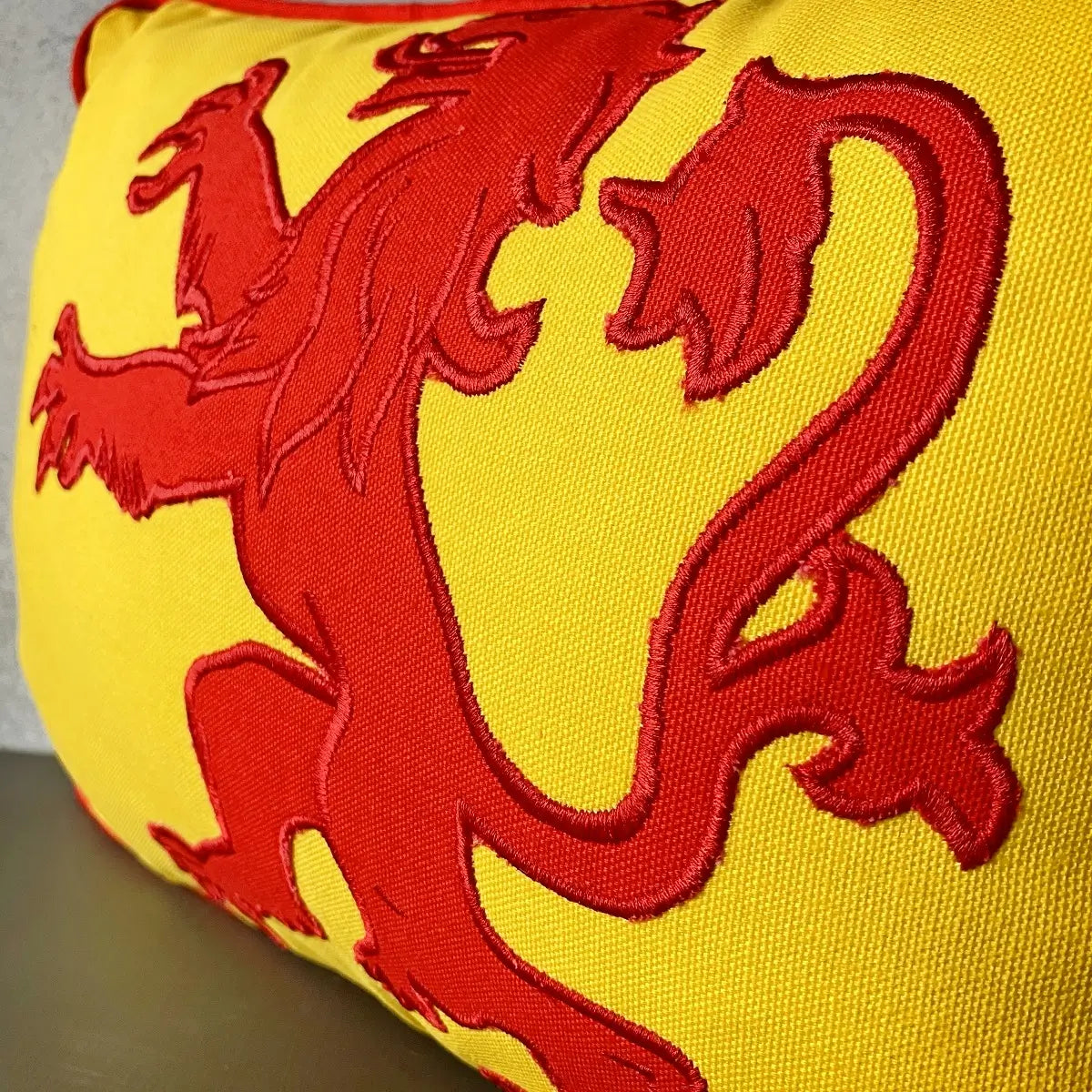 Red and Yellow Lion Rampant Scottish Banner Cushion