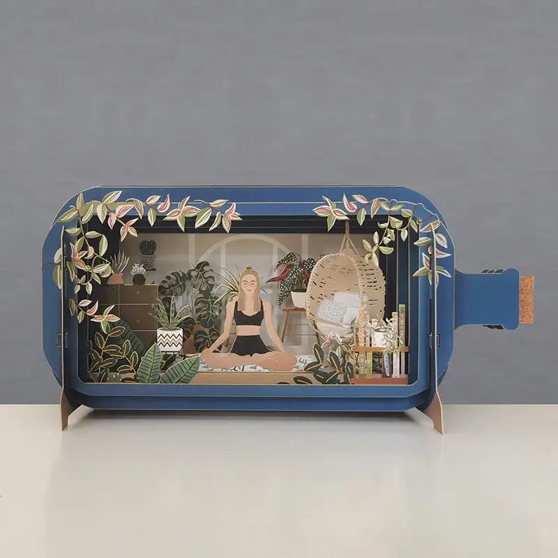 Yoga Meditation pop-up 3D Message in a Bottle Greeting Card