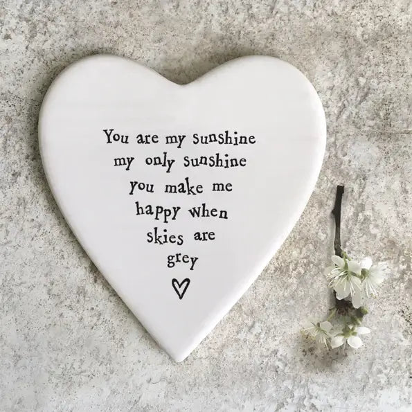 You Are My Sunshine Porcelain Heart Coaster by East of India in Southend at Under the Sun shop