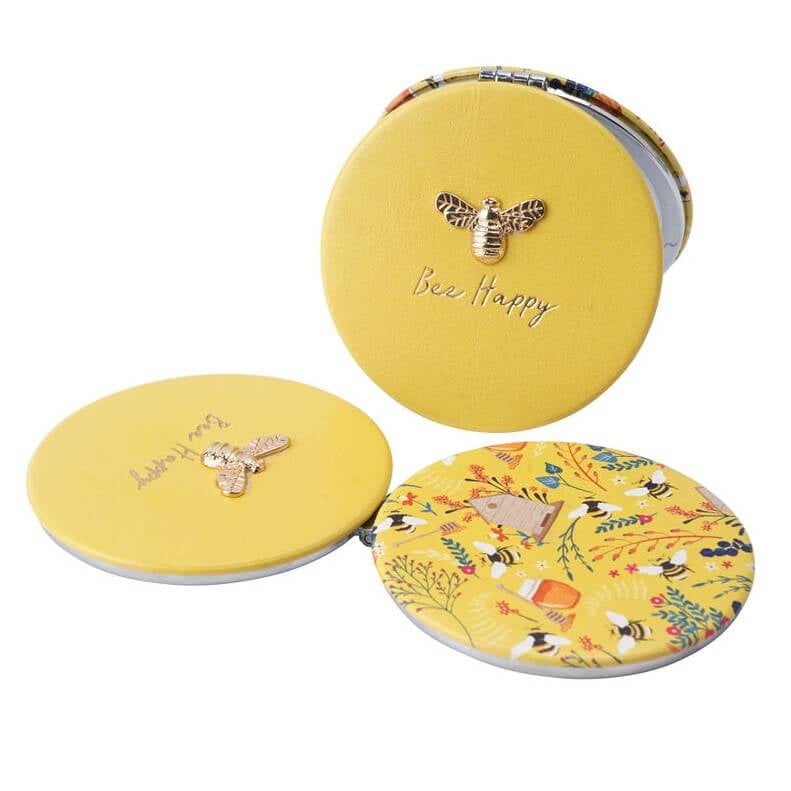 The Beekeeper 'Bee Happy' Yellow Compact Mirror