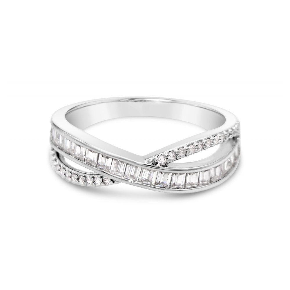 Cubic Zirconia Double Twist Ring Size 8