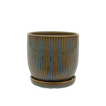 Ribbed Ceramic Pot with Matching Tray