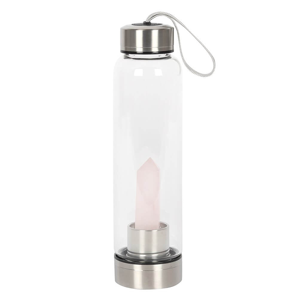 Rose Quartz Crystal Purifying Glass Water Bottle