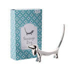 Silver Sausage Dog Ring Holder. L11cm