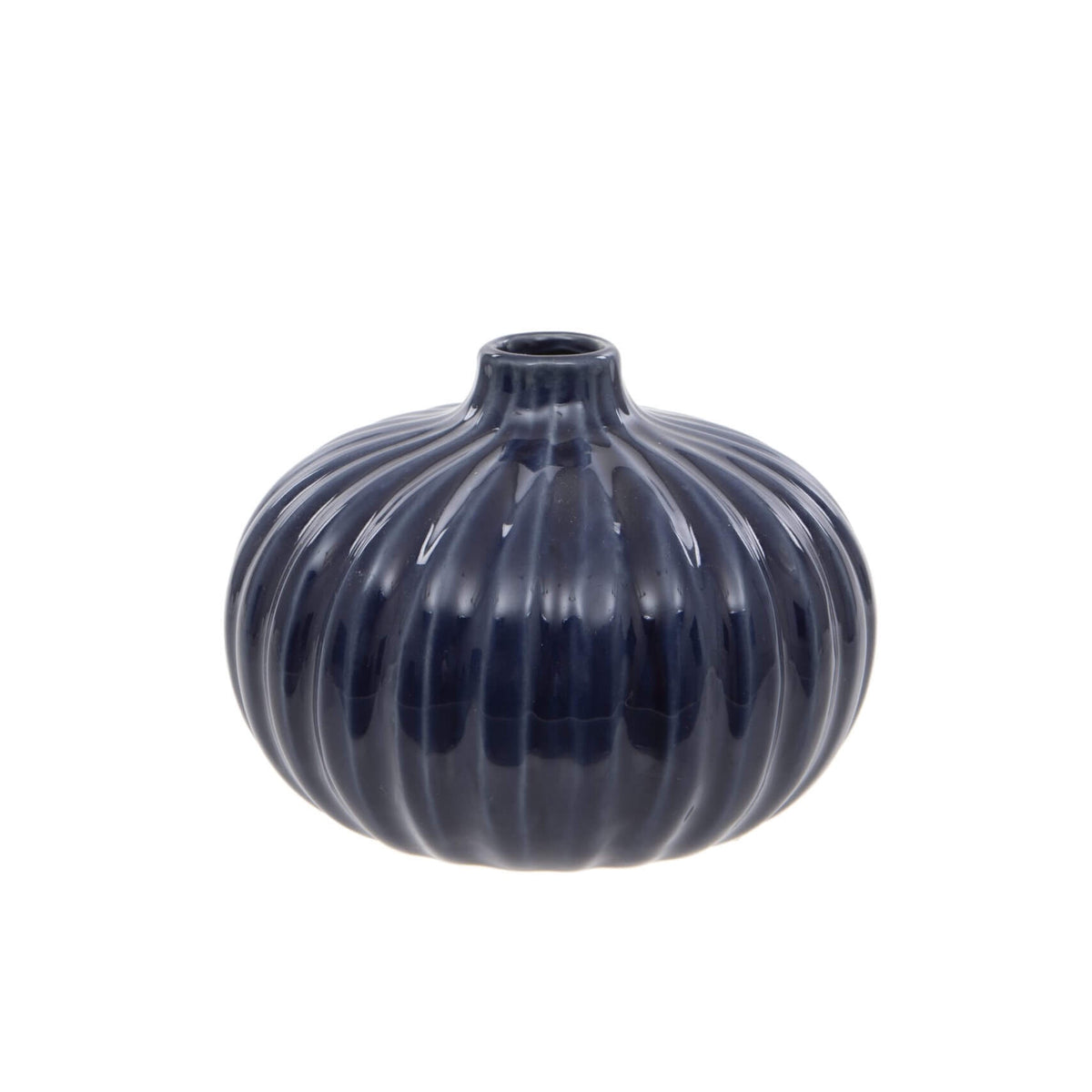 Navy Blue Small Round Bud Vase