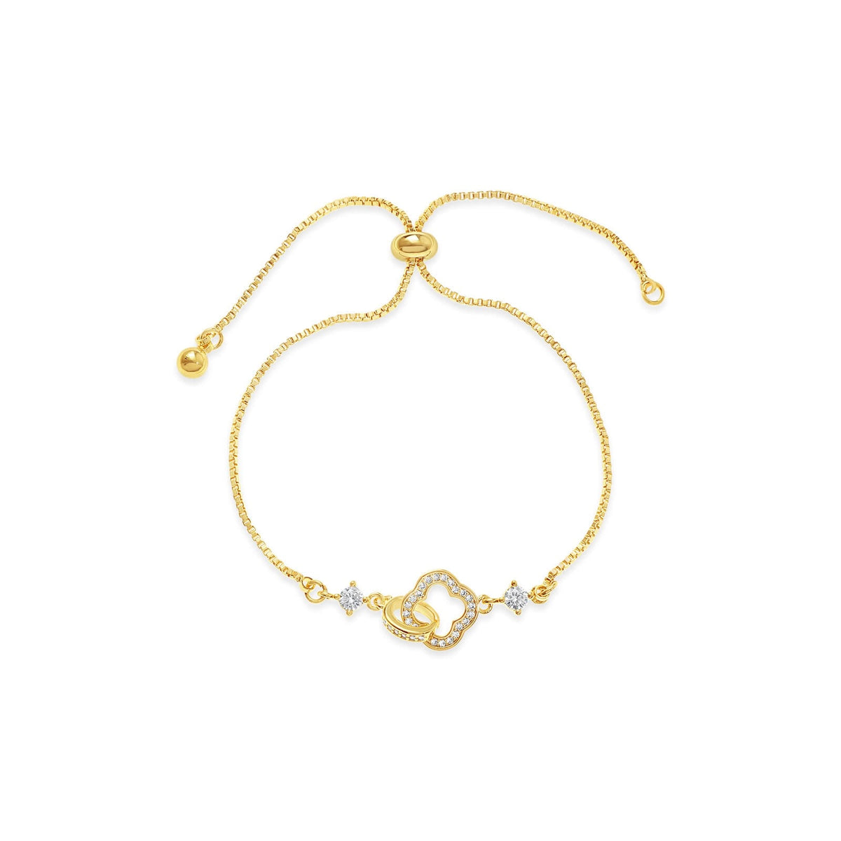 14K Gold Plated Bracelet With Cubic Zirconia Stones. B2139