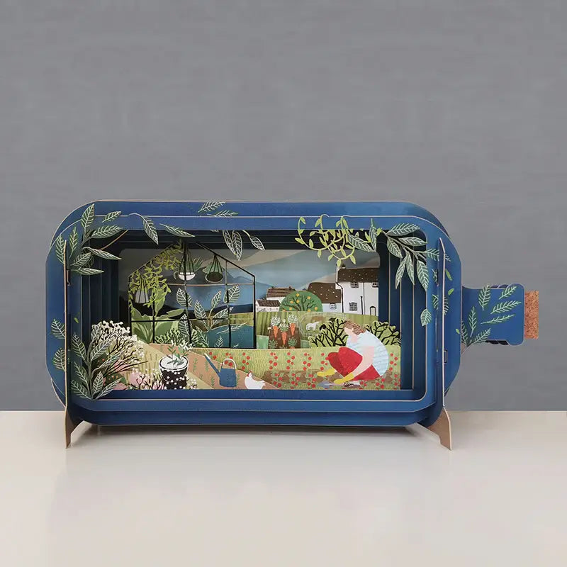 3D Garden and Greenhouse design Message in a Bottle Greeting Card
