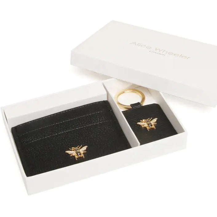 Black Bow Card Holder & Keyring Gift Set