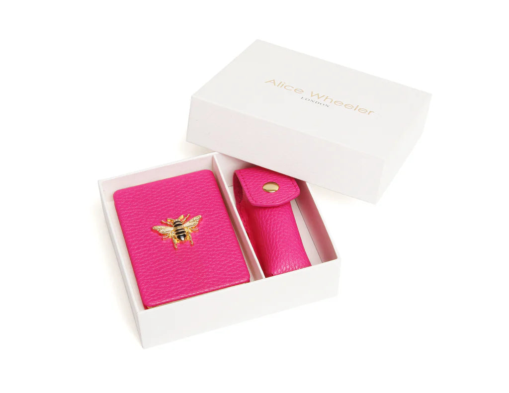 Hot Pink Oblong Compact Mirror Lipstick Gift Set