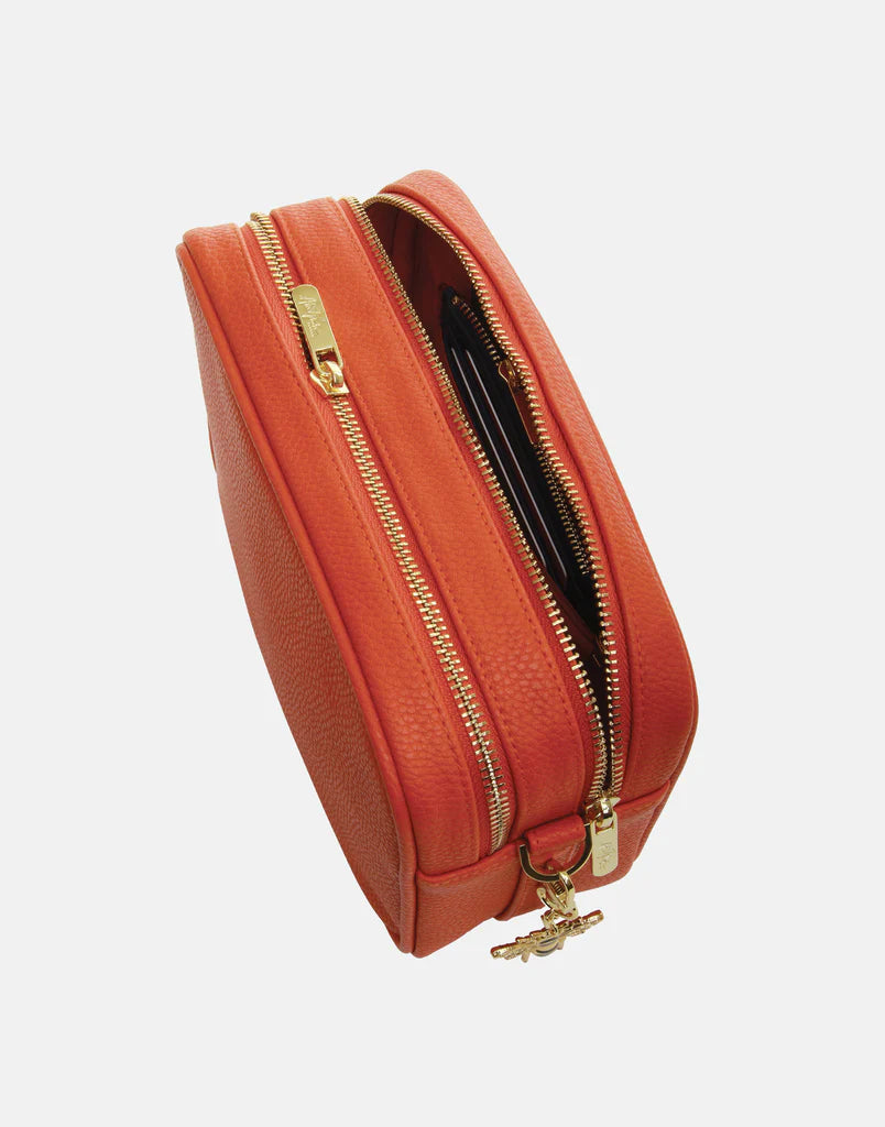 Orange Soho Double Zip Cross Body Bag