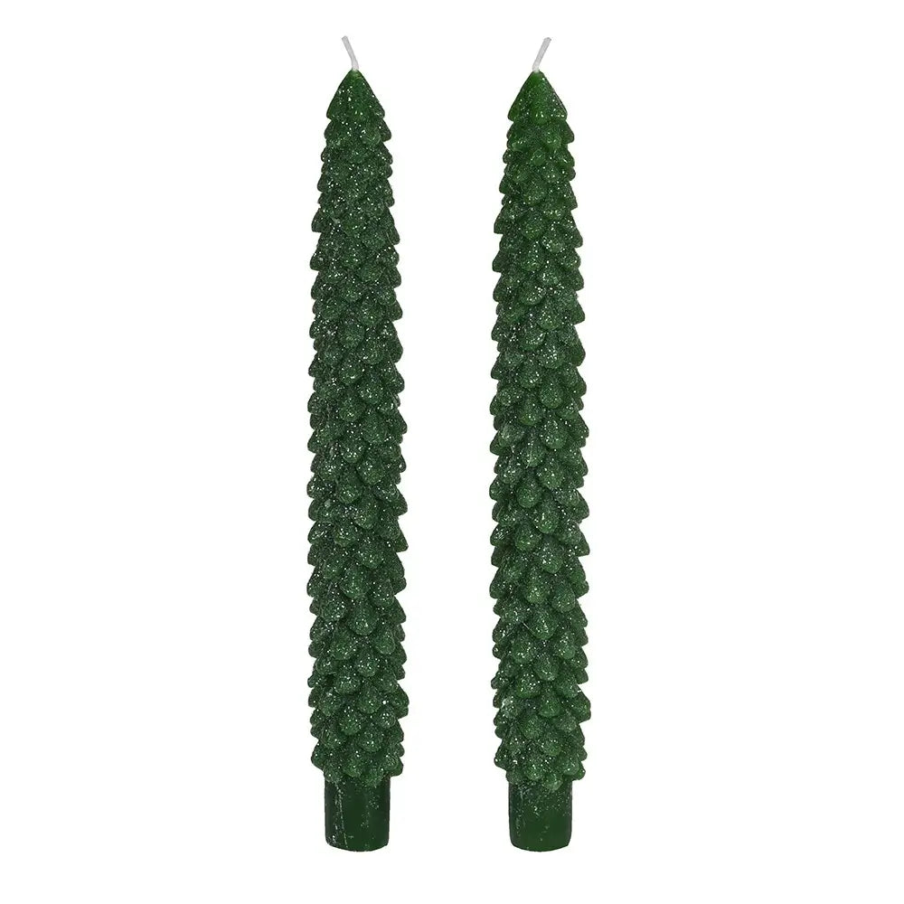 Set of 2 Emerald Dinner Candles