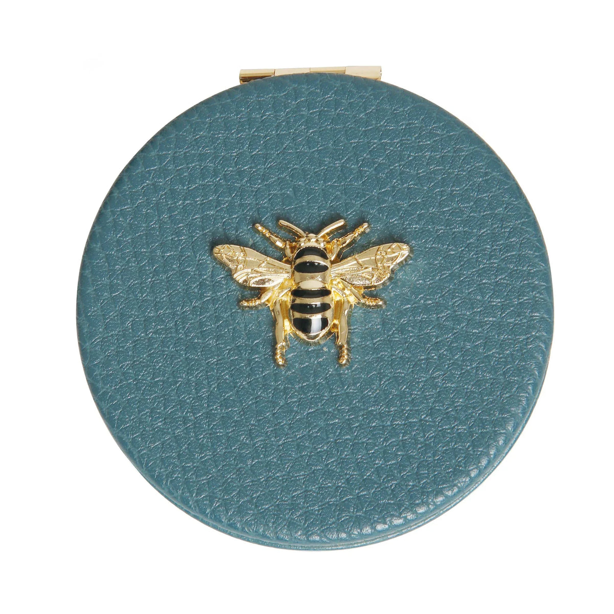 Alice Wheeler Round Compact Mirror in Teal Colour with Bee Logo