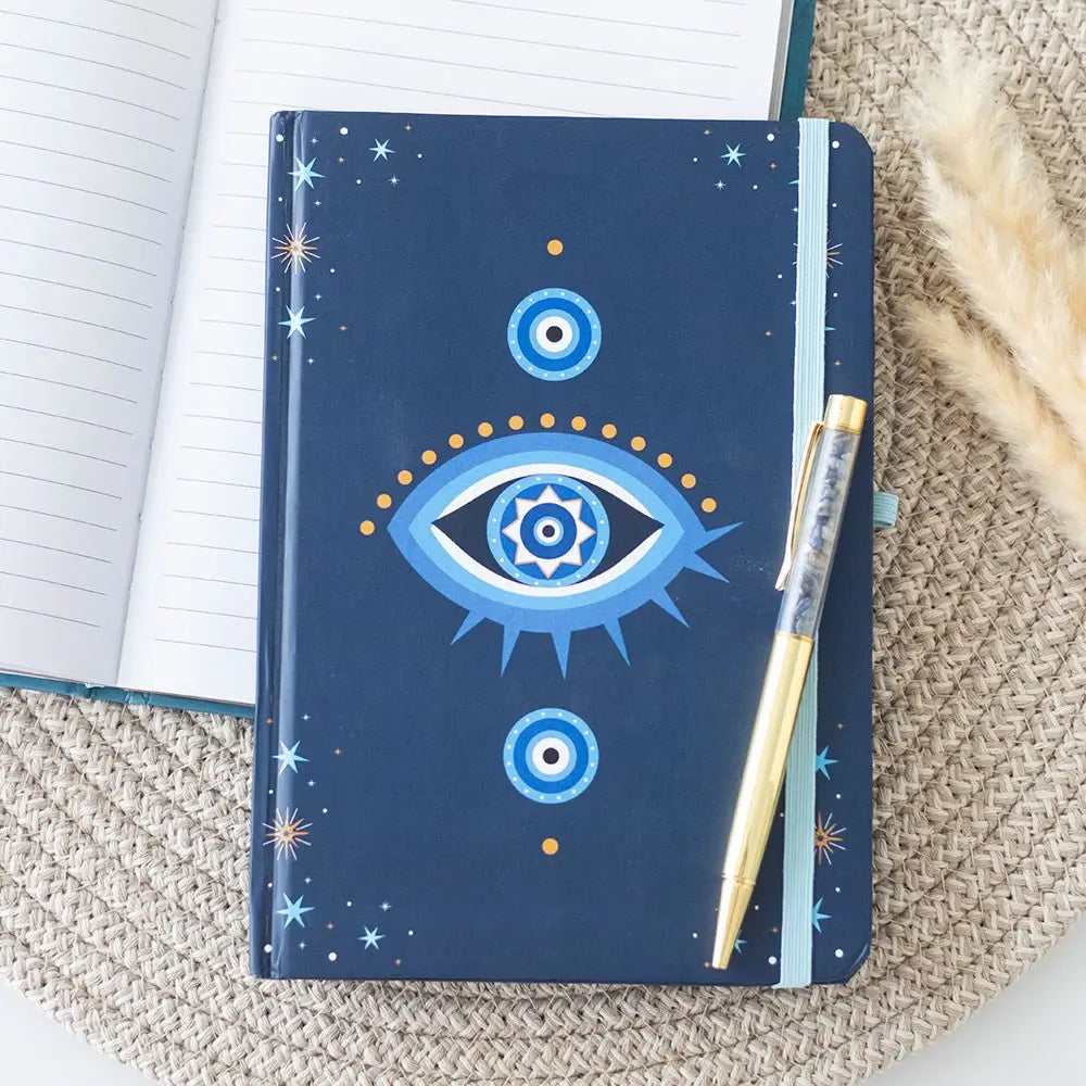 All Seeing Evil Eye A5 Notebook with Crystal Chip Pen