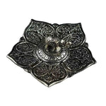 Silver Elephant on Leaf Incense Stick Holder