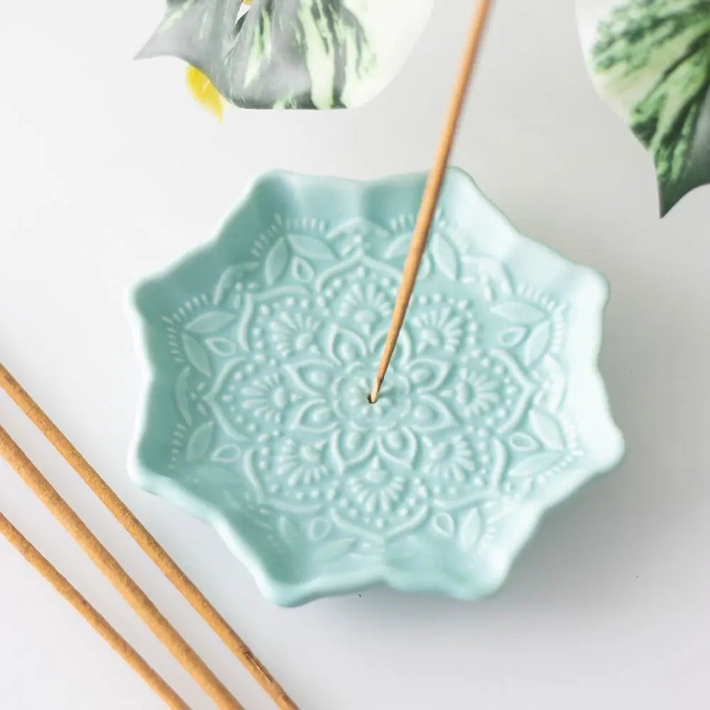 Aqua Blue Mandala Incense Stick Holder