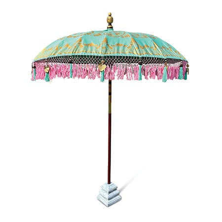 Mint & Gold Bali Sun Parasol with Pole Joint 2m Diameter