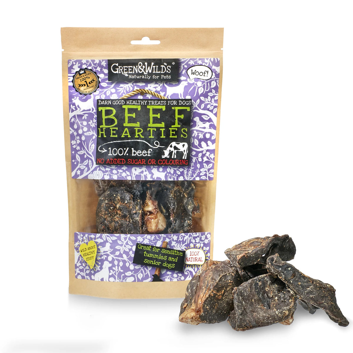 Beef Hearties Dog Treat 140g | Green & Wilds