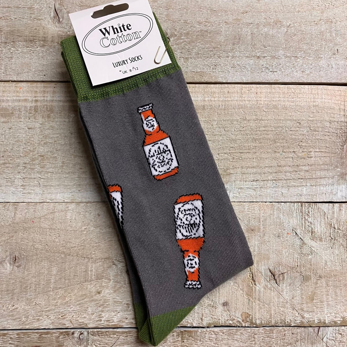 Mens beer bottle cotton socks Fathers Day gift idea at Under the Sun Southend