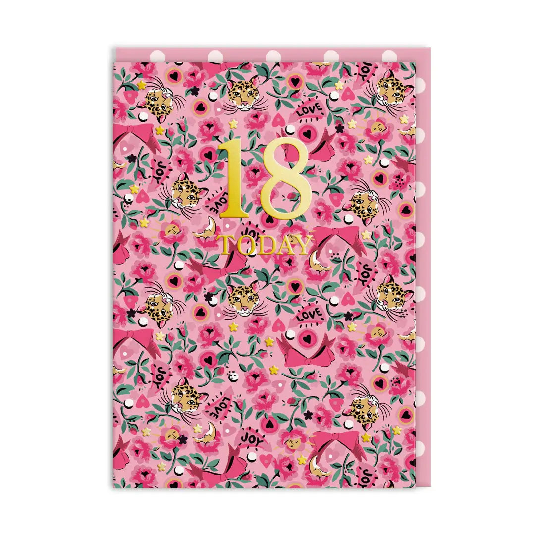 Cath Kidston 18 Today Birthday Card with Pink tigers