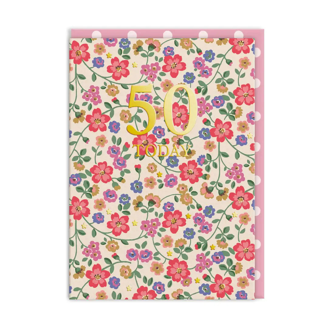 Pembridge Ditsy design Cath Kidston 50 Today Birthday Card