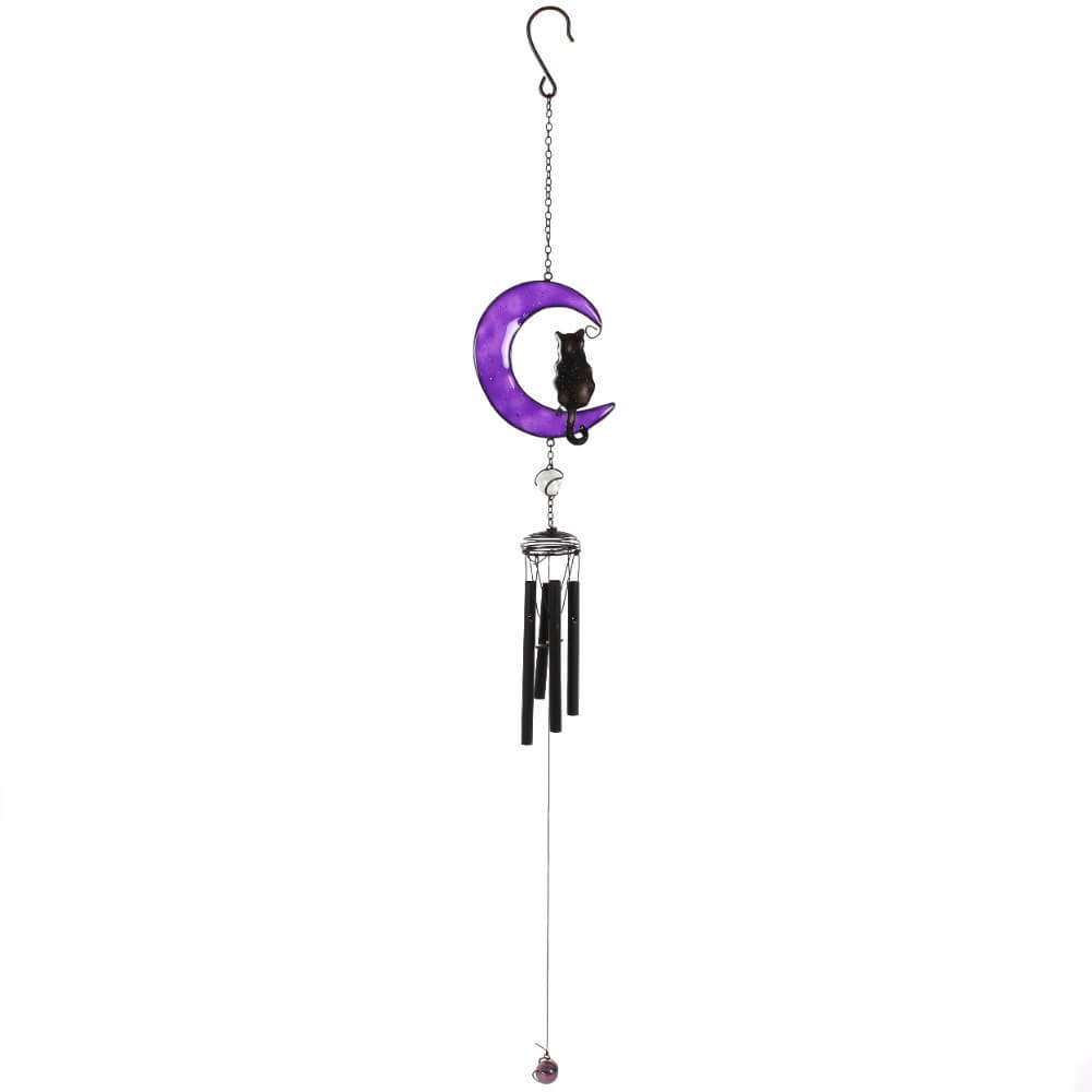 Black Cat & Purple Moon Windchime