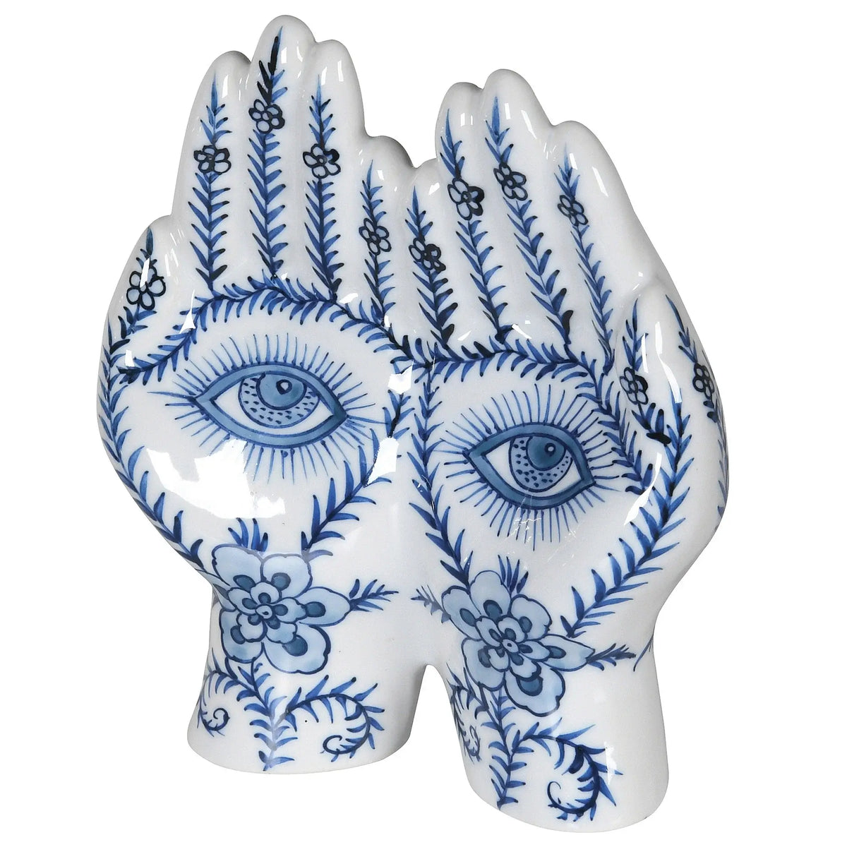 Blue and White All Seeing Hands Ceramic Ornament