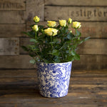 Set of 2 Blue and White Floral Plant Pots