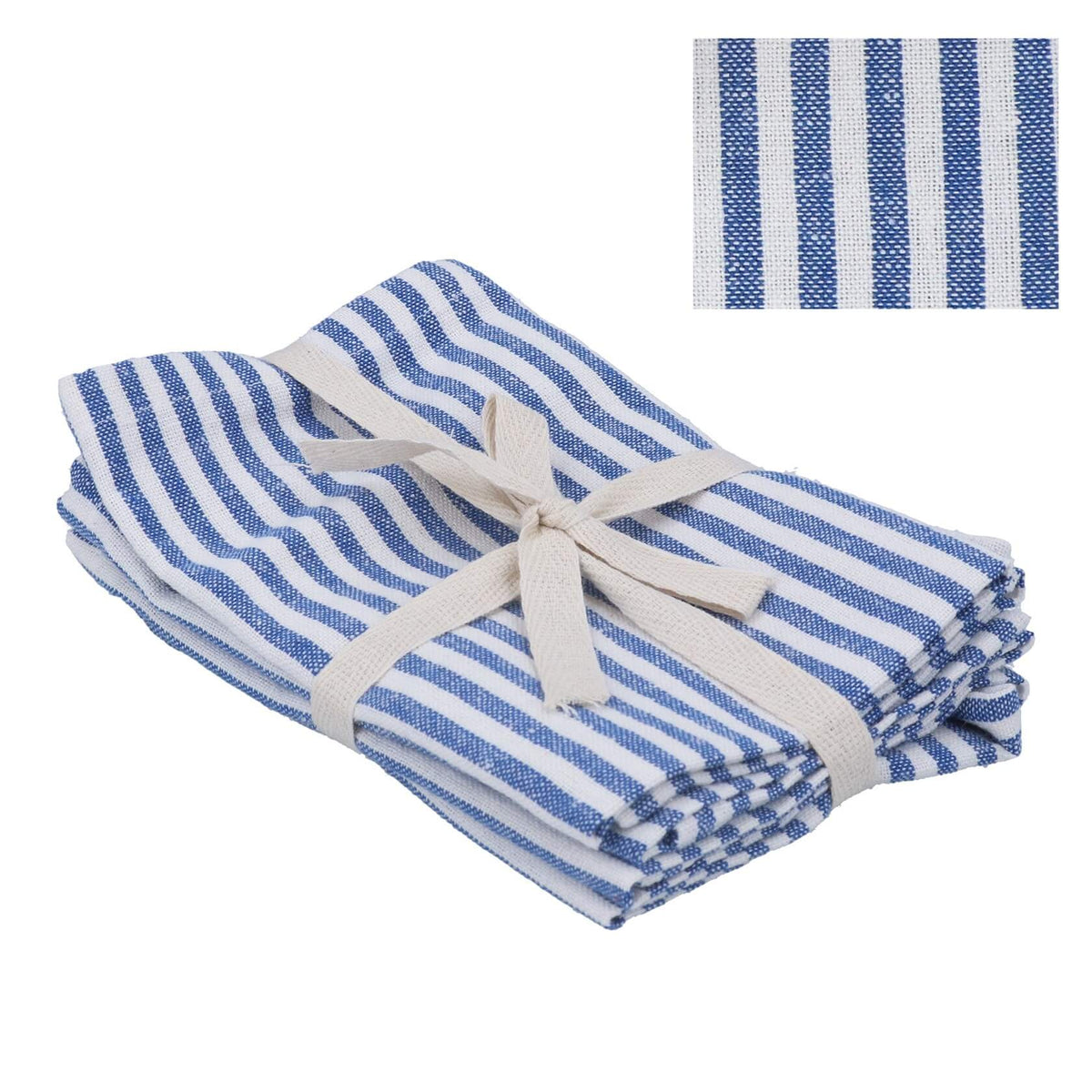 Blue and White Stripe Cotton Napkin Pack of 4 by Gisela Graham