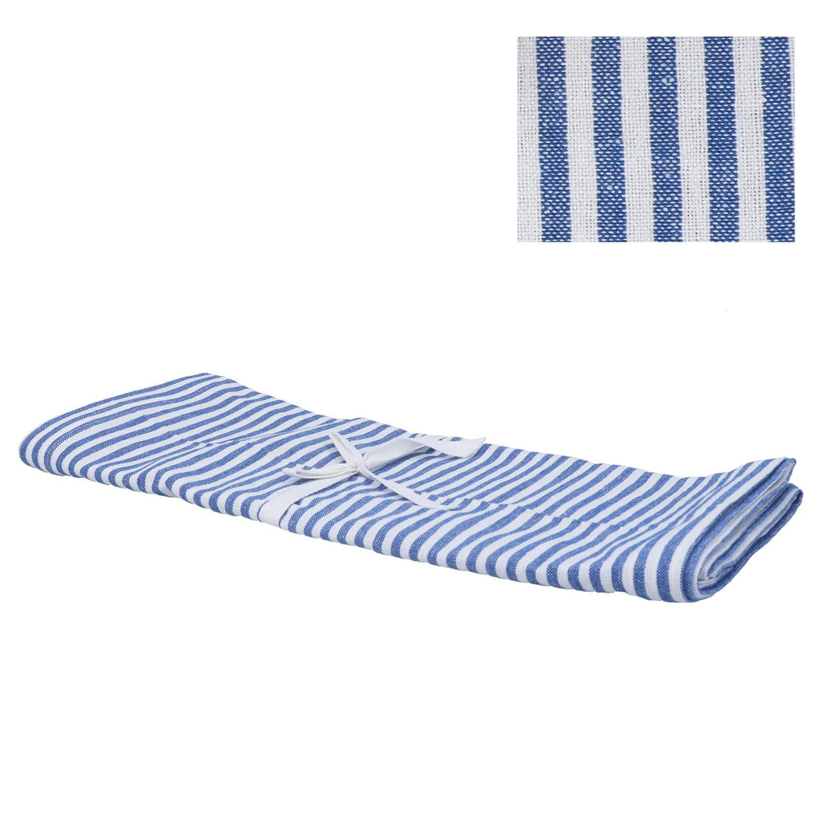 Blue and White Stripe Cotton-Mix Table Runner by Gisela Graham