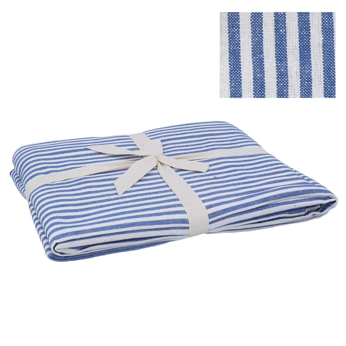 Blue Cotton Mix Stripe Tablecloth from Gisela Graham