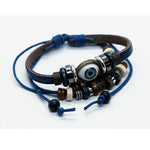 Evil Eye Leather Multi Strand Bracelet