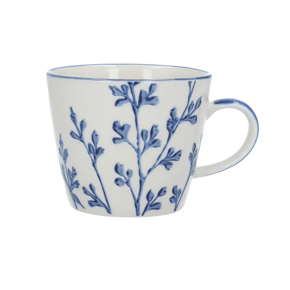 Blue Leaf Sprig Ceramic Mug by Gisela Graham