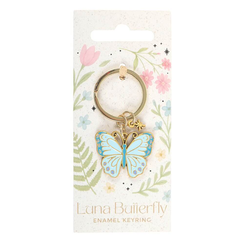 Blue Luna Butterfly Enamel Keyring