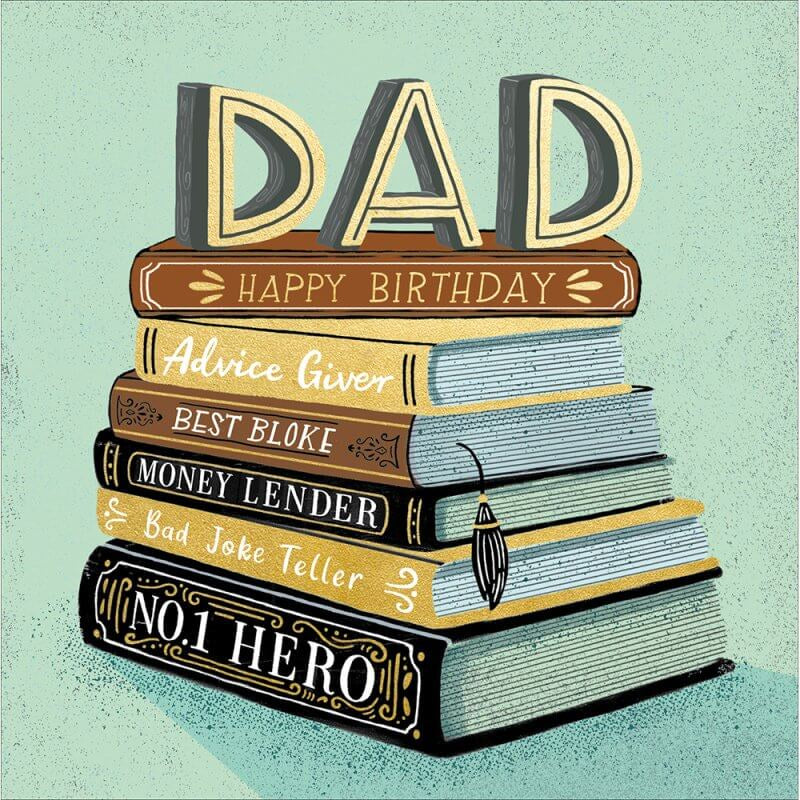 Buy Bookworm Dad Happy Birthday Card at Southend Card Shop Under the Sun