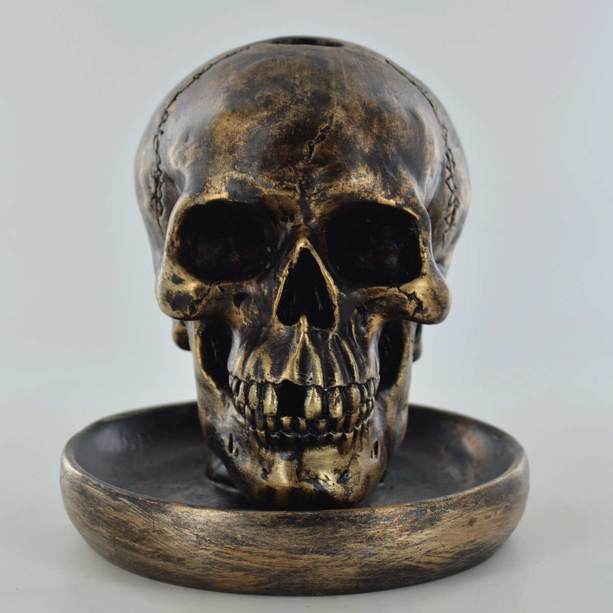 Bronze Skull Backflow Incense Burner
