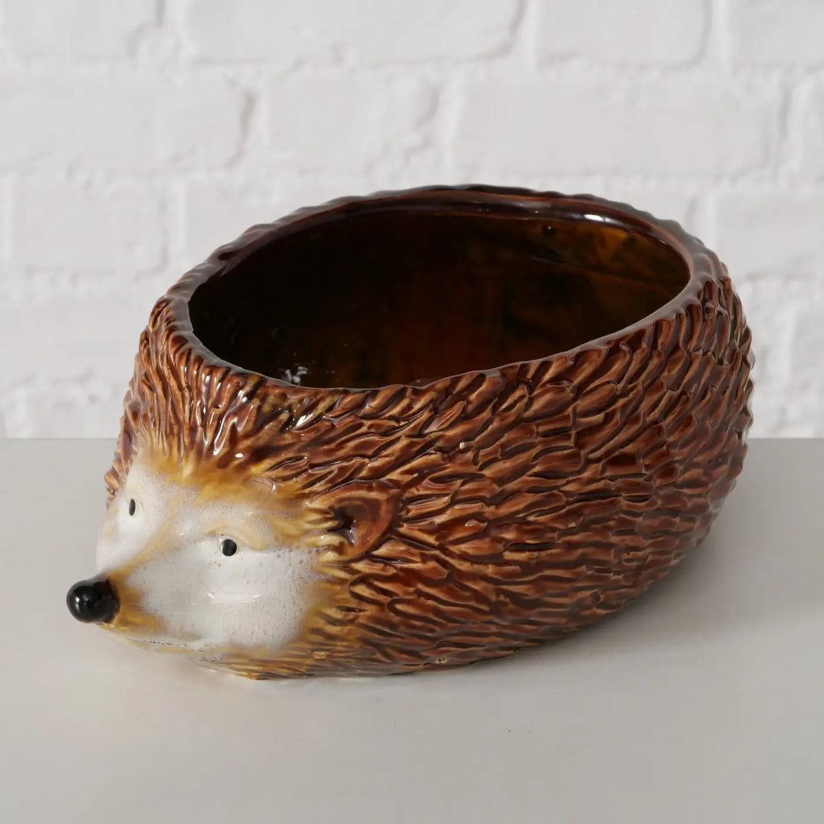 Brown Ceramic Hedgehog Shaped Bowl