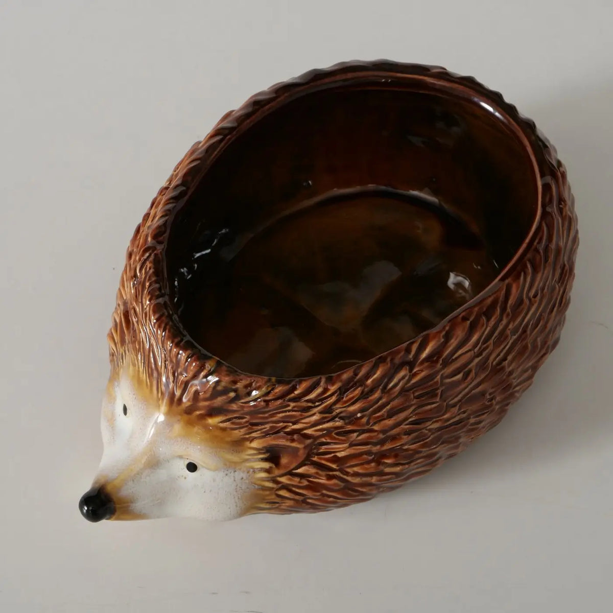 Brown Ceramic Hedgehog Shaped Bowl