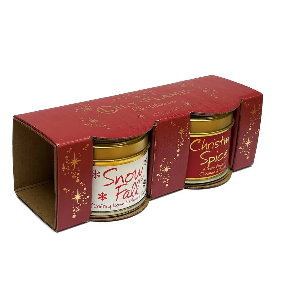 Lily-Flame Mini Snowfall & Christmas Spice Candle Duo