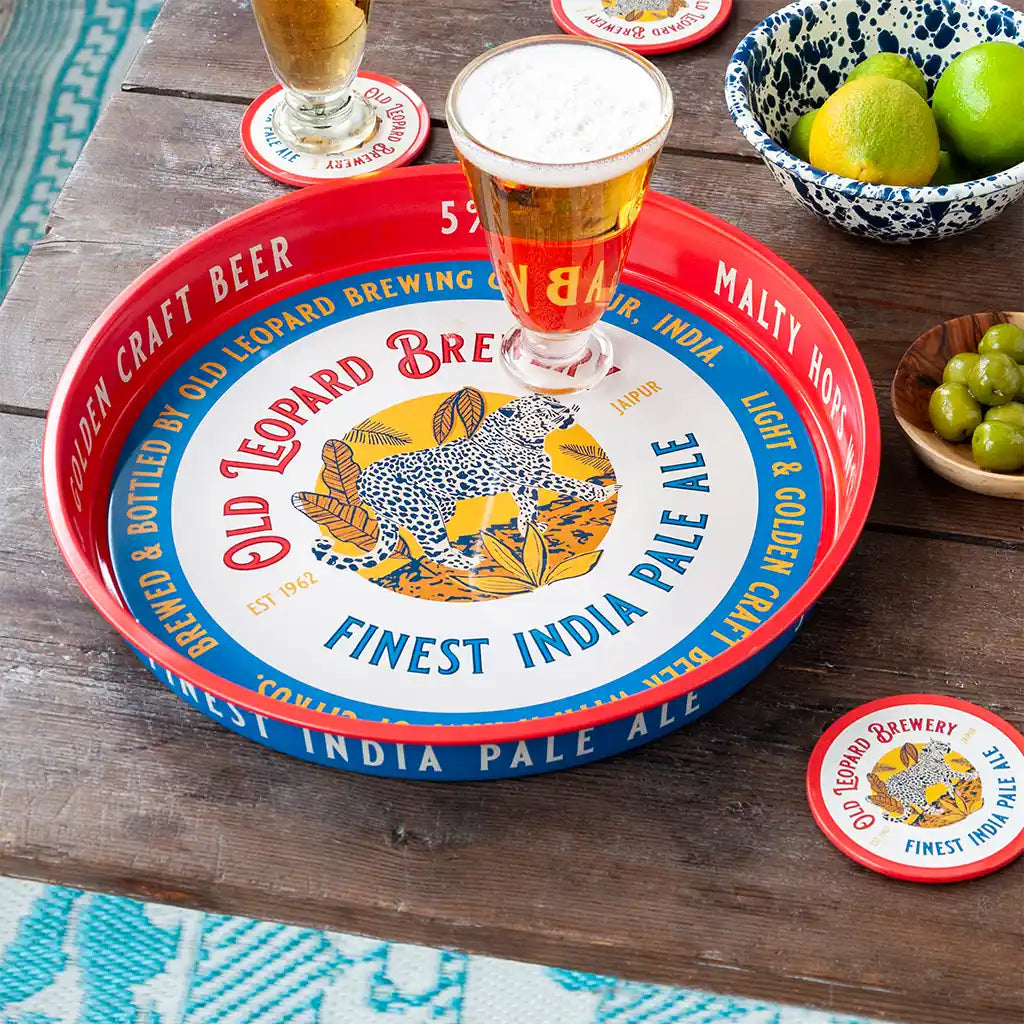 Old Leopard Brewery Round Metal Serving Tray
