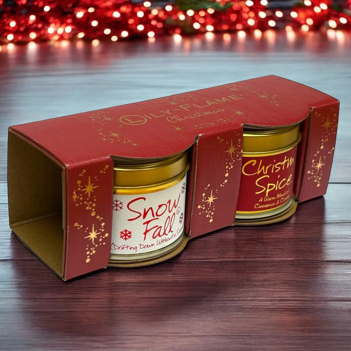 Lily-Flame Mini Snowfall & Christmas Spice Candle Duo