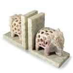 Pair of Hand Carved Soapstone Elephant Bookends