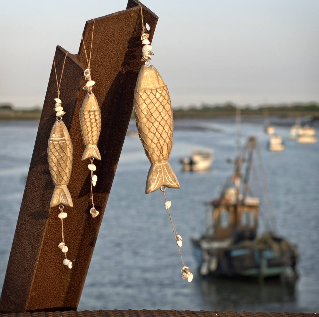 Set of 3 Carved Wooden Fish