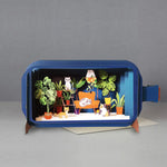 Cat on Sofa with Plants Message in a Bottle Card