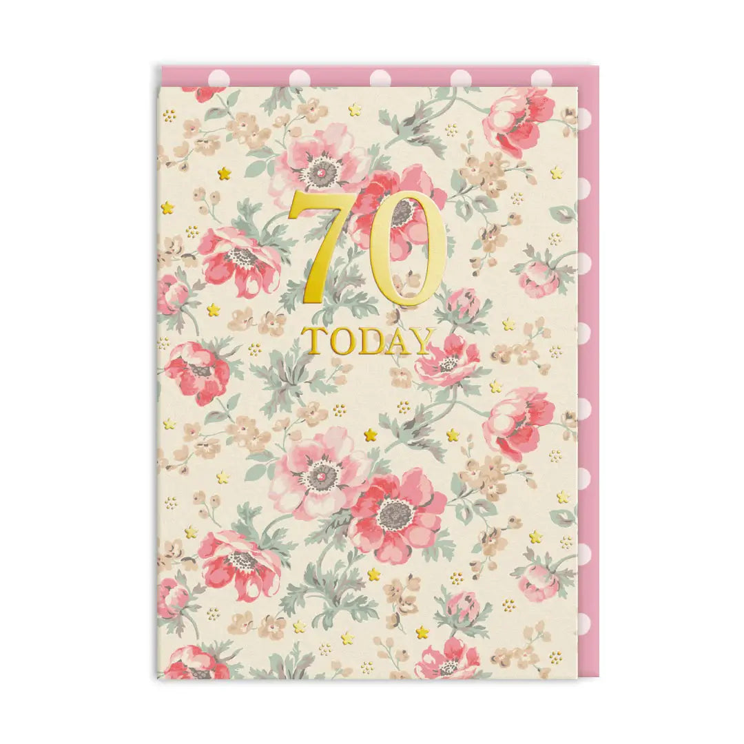 Anemone flowers Cath Kidston 70 Today Birthday Card