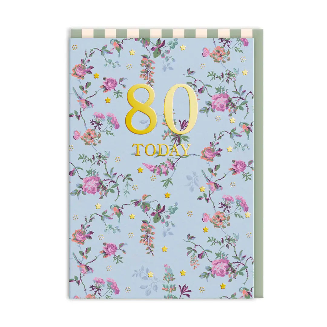 Birds and Roses Cath Kidston 80 Today Birthday Card