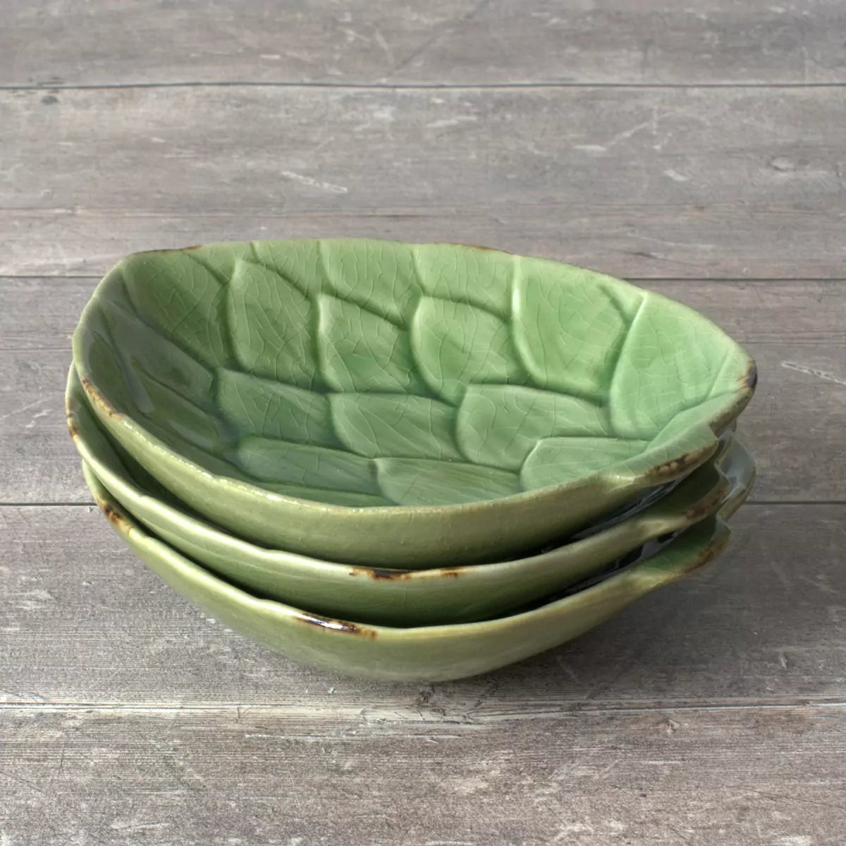 Ceramic Green Artichoke Leaf Dish