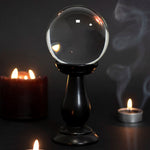 Clear Glass 9cm Crystal Ball on Black Wooden Stand