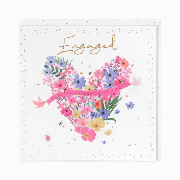 Floral Heart Large Engagement Card