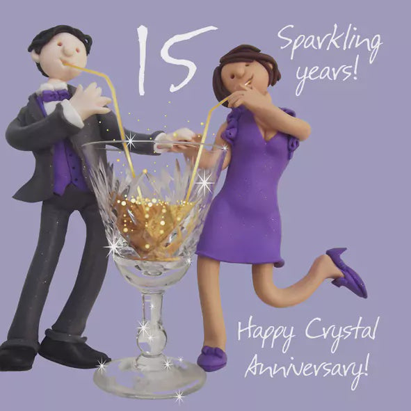 Crystal Anniversary Card 15 Sparkling Years ESB137