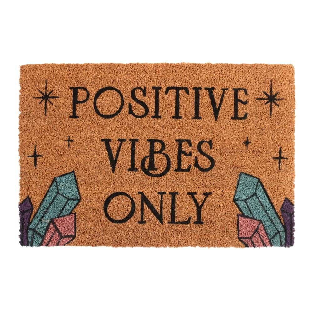 Natural Positive Vibes Only Coir Doormat